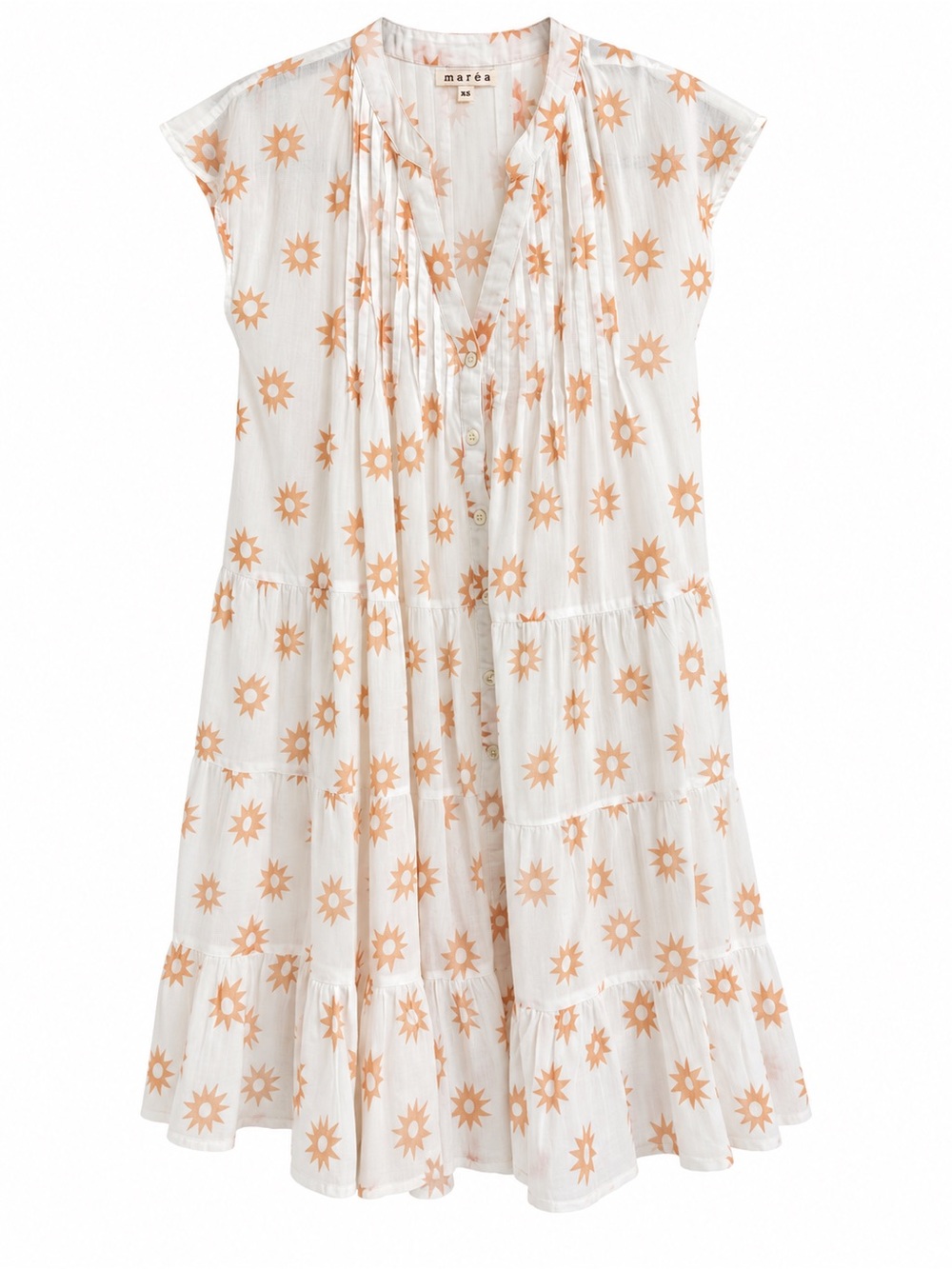 Maréa White & Peach Sunprint Women's Swim Coverup Dress